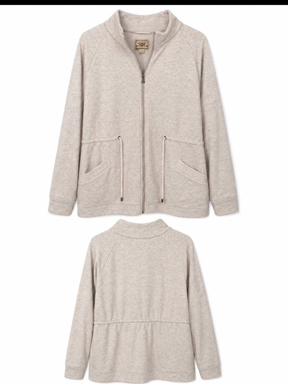 UGG Heathered Taupe Zip Jacket with Drawstring